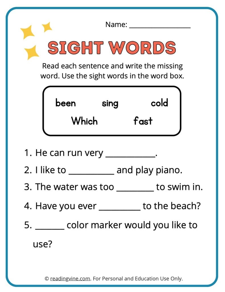 121 the sight words worksheets printable 107 107 jpg