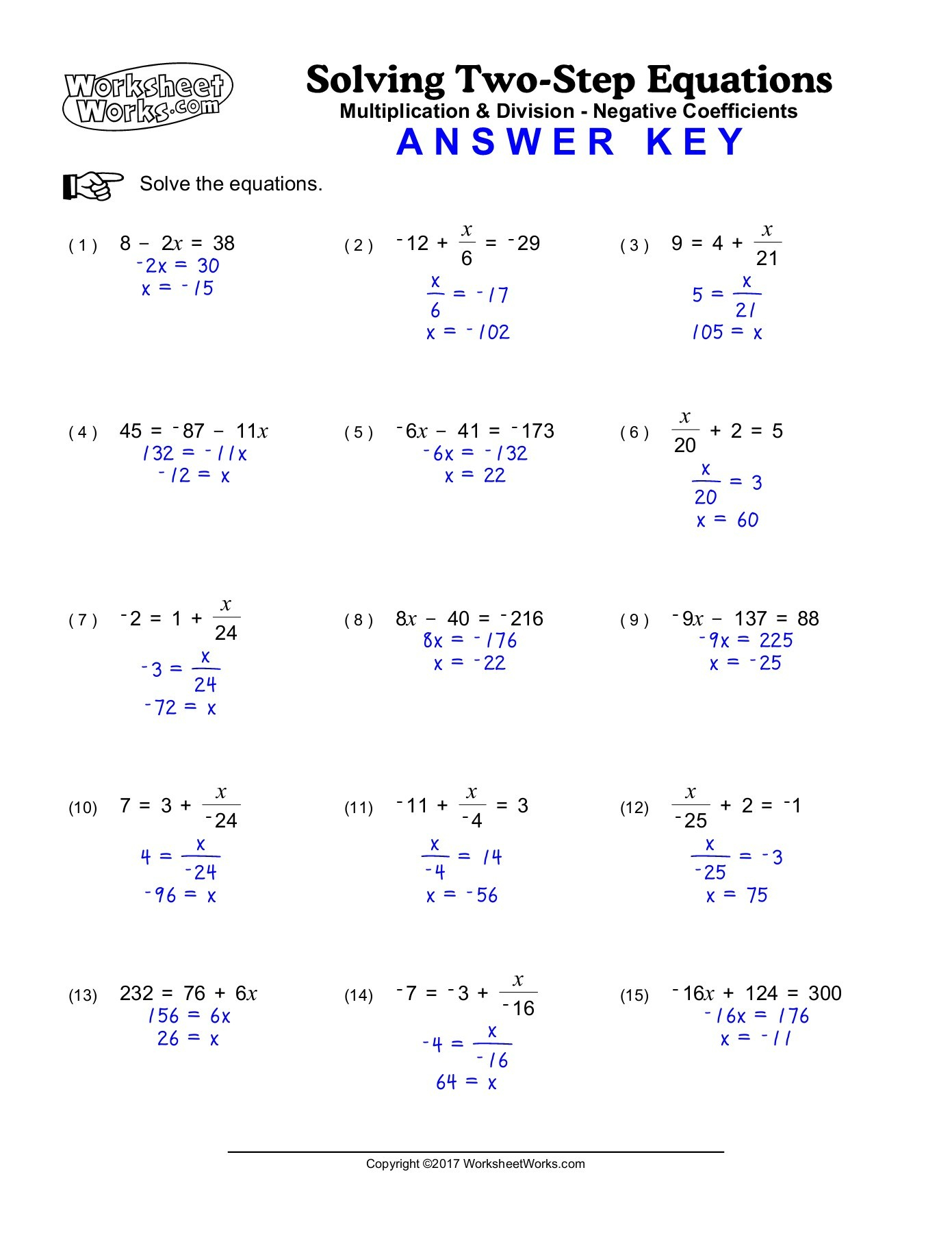 115 two step equation worksheets comprehensive and printable 101 jpg