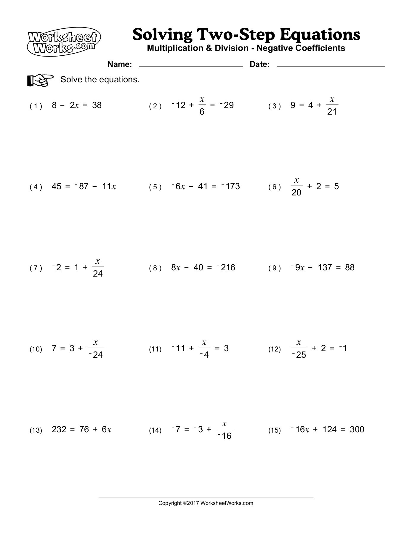 115 two step equation worksheets comprehensive and printable 31 jpg