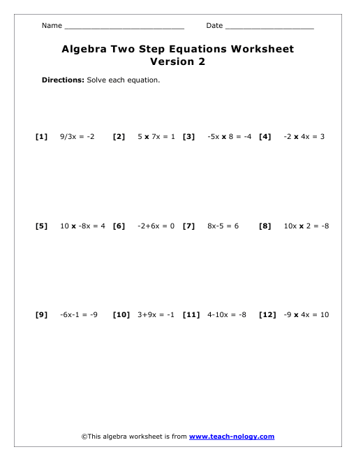 115 two step equation worksheets comprehensive and printable 88 jpg