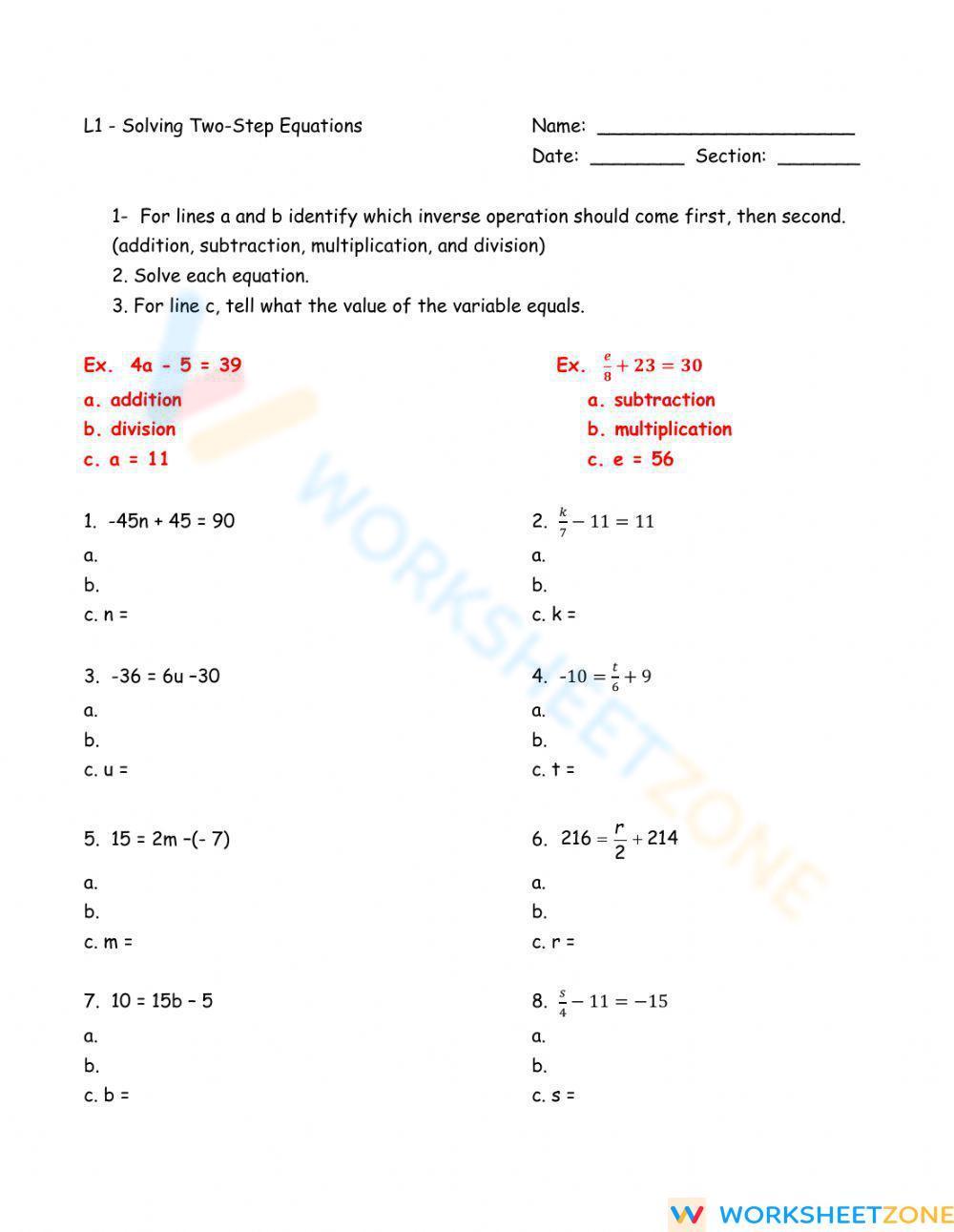 115 two step equation worksheets comprehensive and printable 93 jpg