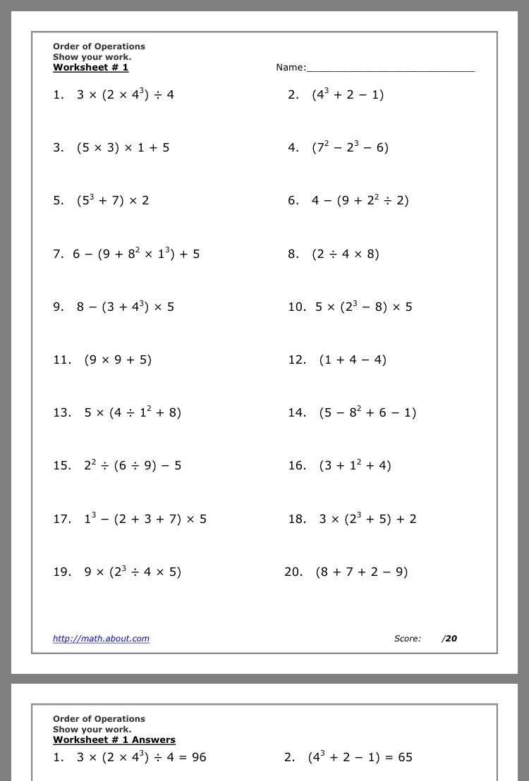 132 order of operations worksheets printable 12 jpg