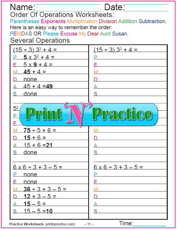 132 order of operations worksheets printable 5 jpg