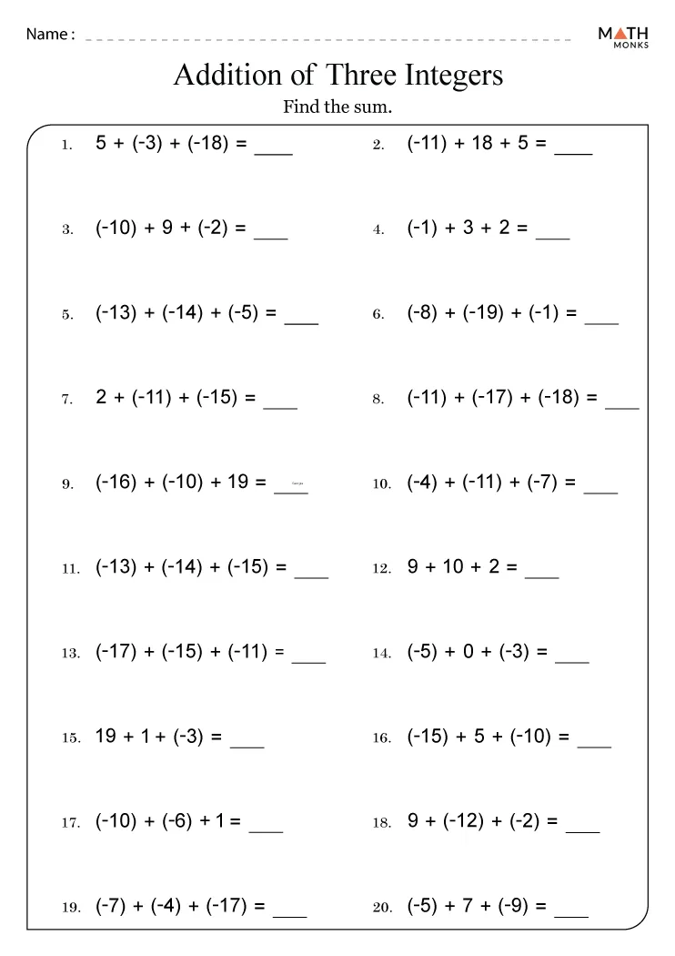 94 grade 6 integers worksheets printable 1 jpg