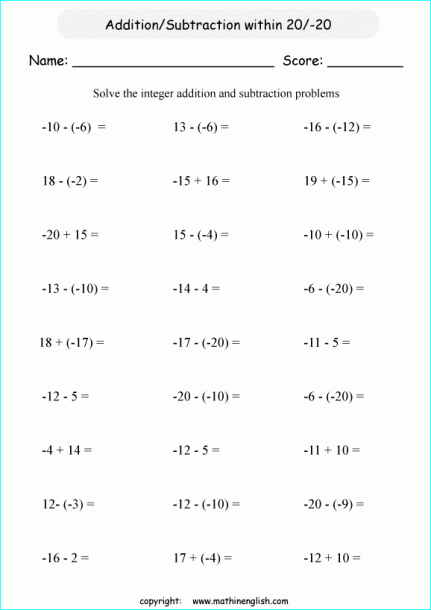 94 grade 6 integers worksheets printable 5 jpg