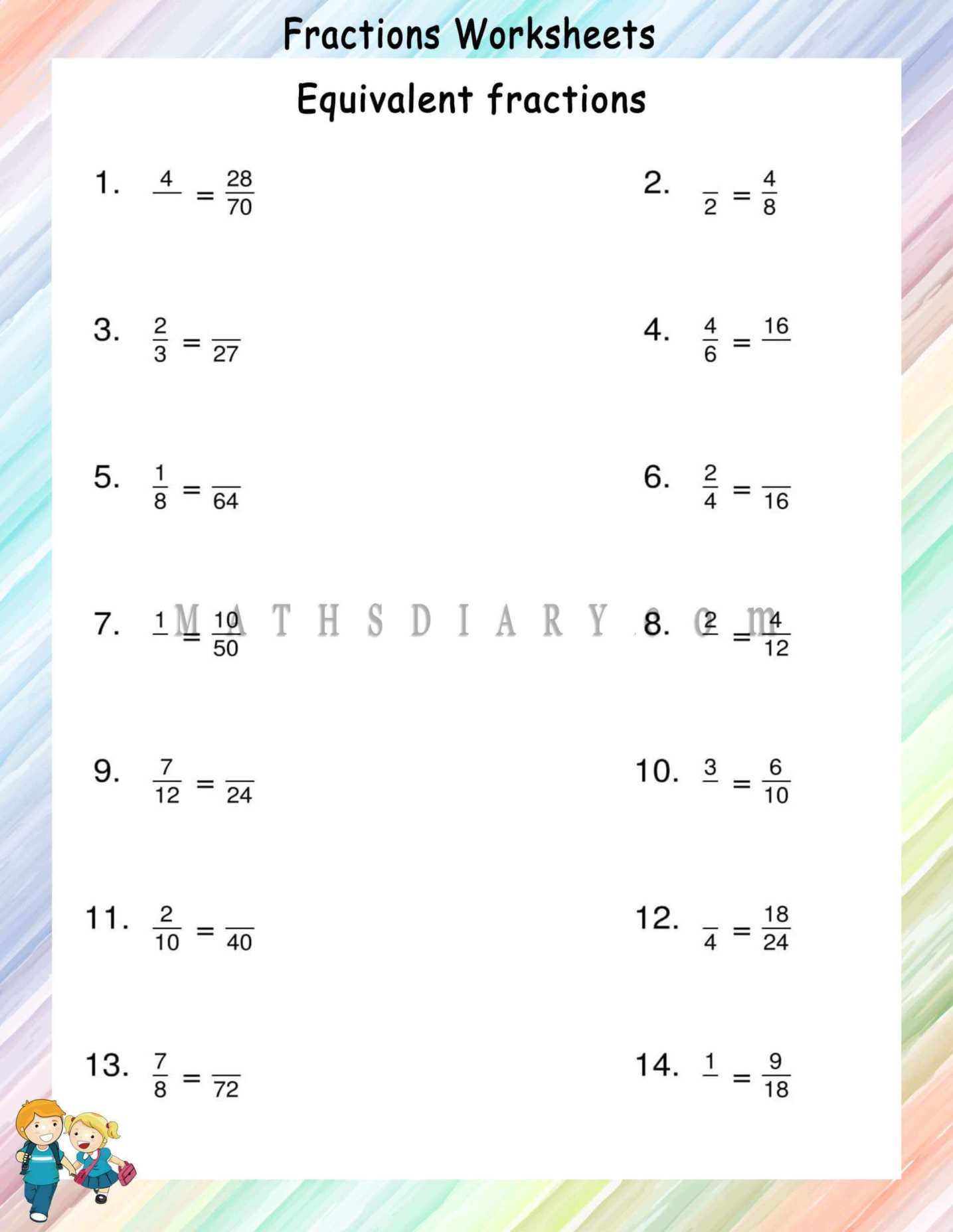 98 equivalent fraction worksheets printable 86 jpg