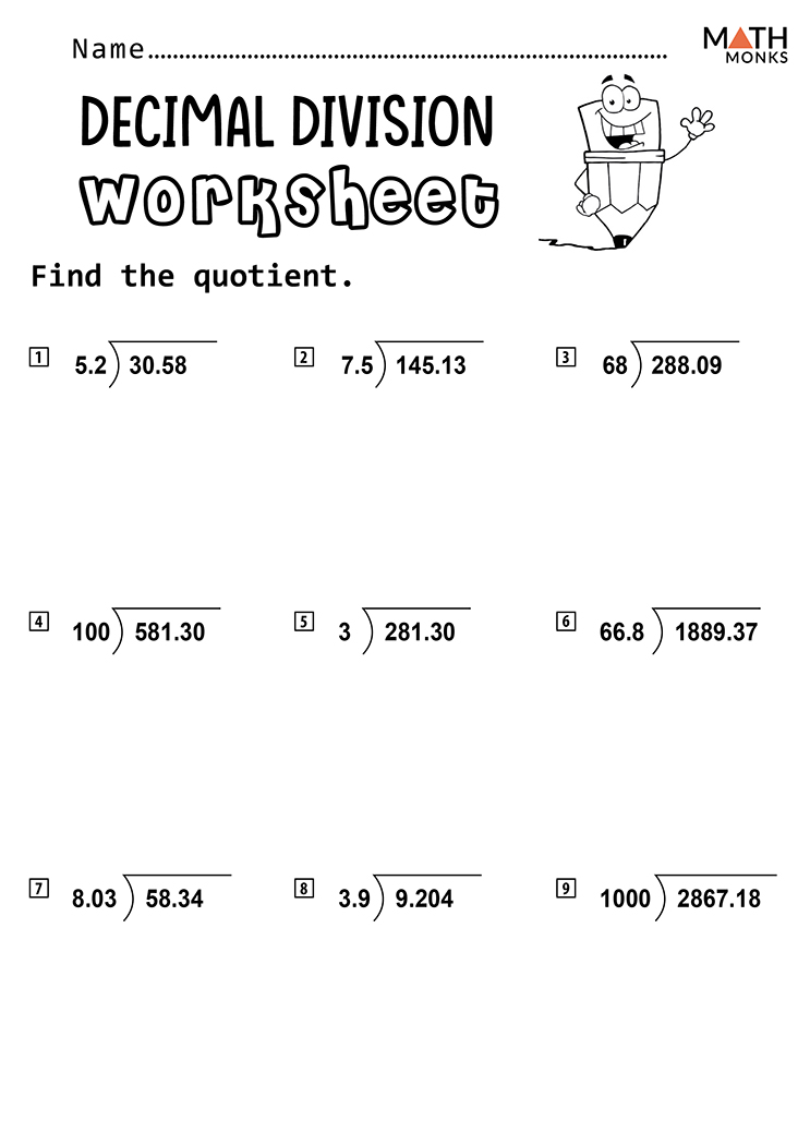 114 dividing decimals worksheets printable 1 jpg