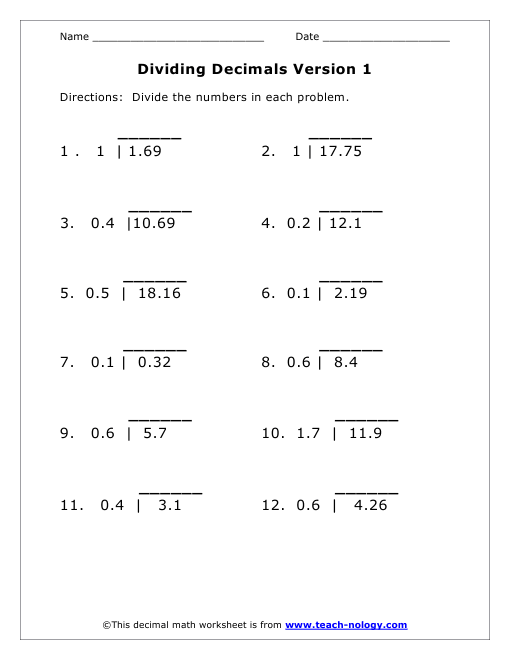 114 dividing decimals worksheets printable 3 jpg