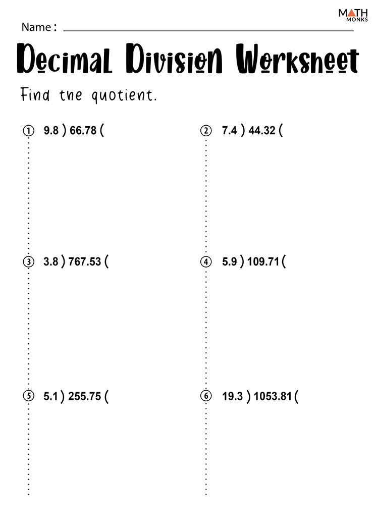 114 dividing decimals worksheets printable 6 jpg