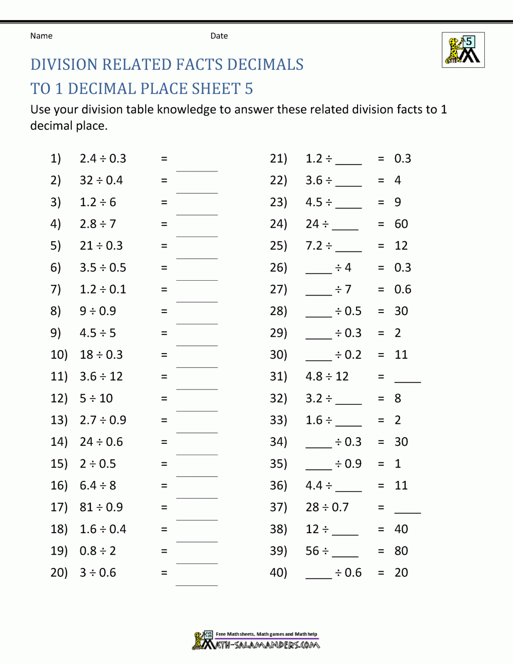 114 dividing decimals worksheets printable 85 jpg